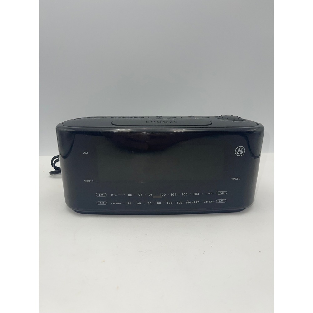 GE Dual Alarm Clock Radio AM FM Model 7-4852A Black Tested Snooze